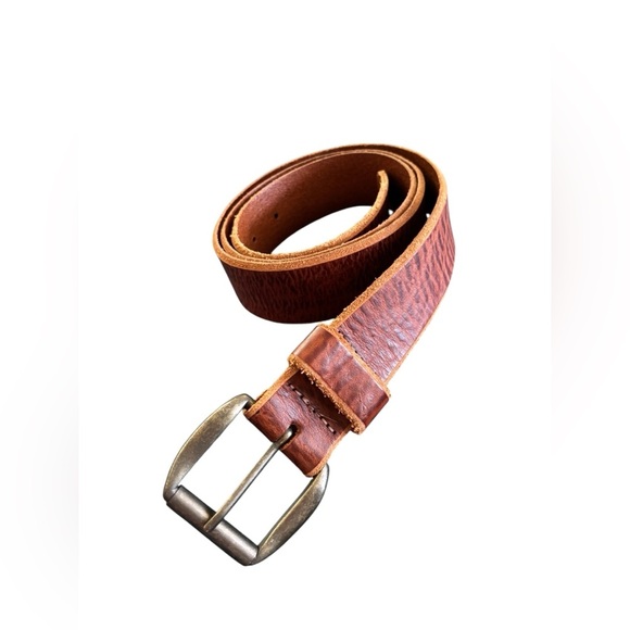 Men’s Leather Belt Sz 40” 5 Hole Brass Buckle 1.5 Width Made In Mexico - Picture 1 of 6